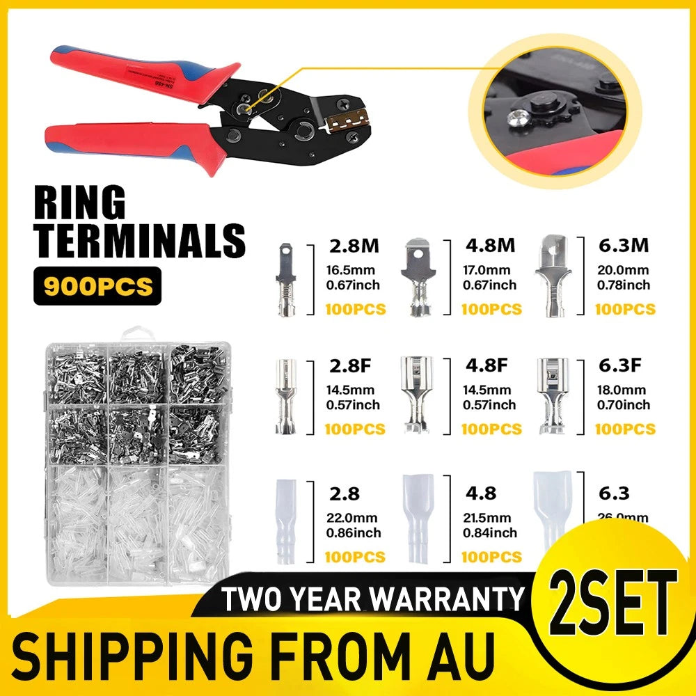 1800PCS Assorted Insulated Electrical Wire Terminal Crimp Connectors Spade