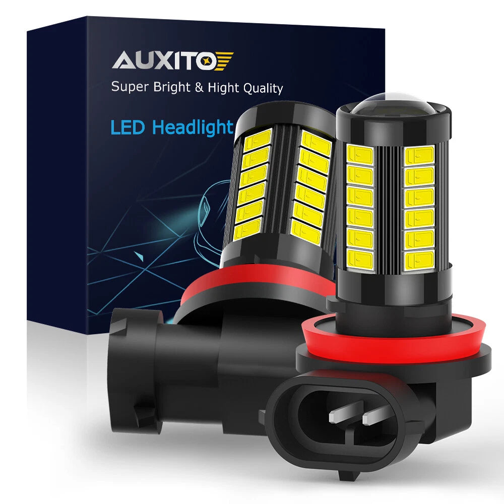 AUXITO H8 H9 H11 LED Fog Light Headlight Globes Bulb H/Low Kit Beam Amber White.