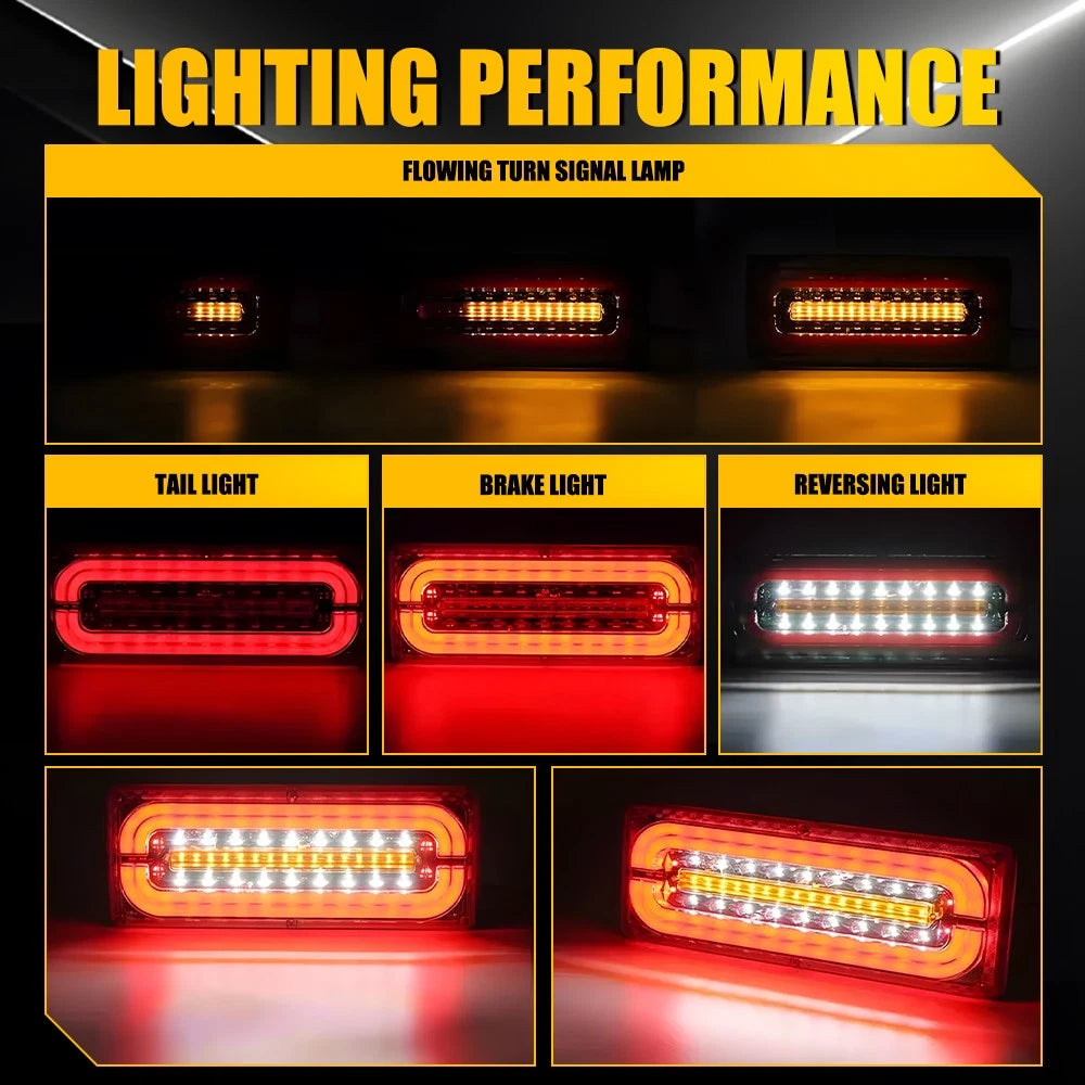 2X Trailer tail lights 89 LED Stop Lights Tail Kit Sequential Boat Truck Lamp