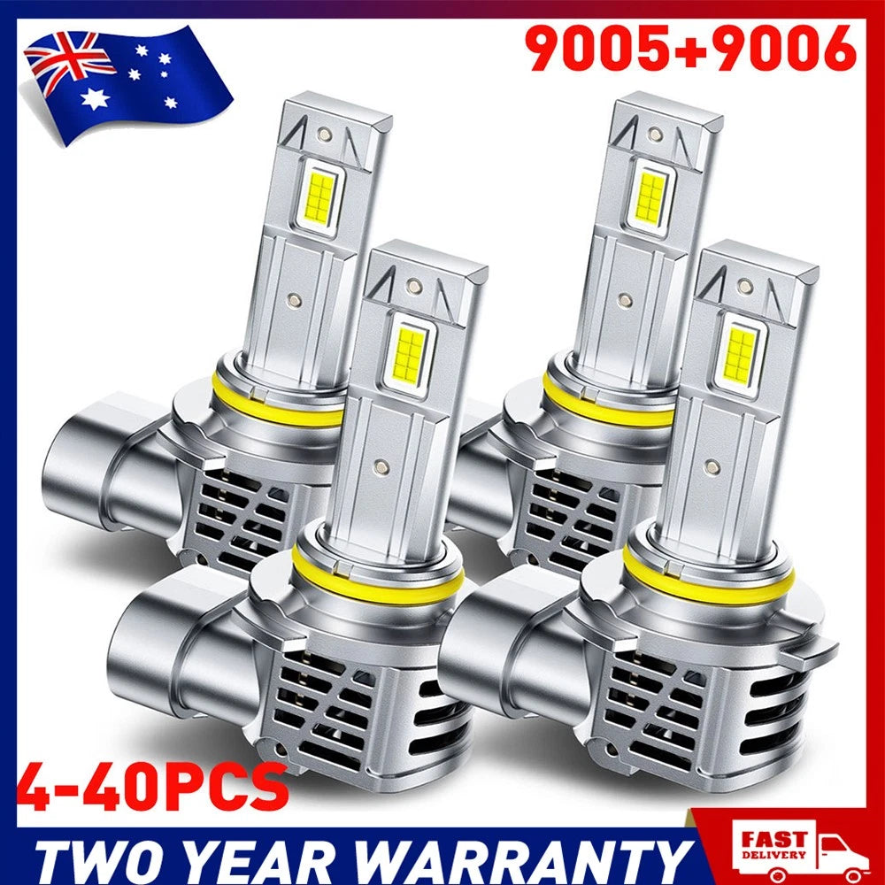 HB3 9005 9006 HB4 LED Headlight Bulbs Hi Low Beam Super White AUXITO 4-40x A