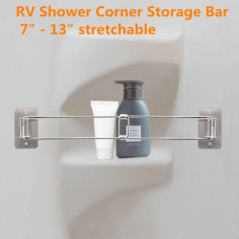 Camper RV Shower Corner Storage Bar Adjustable for Trailers Campers Bathroom ST
