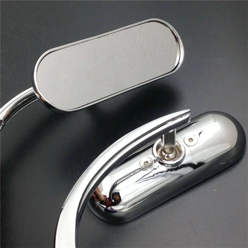 Chrome Motorcycle Mini Oval Rearview Mirrors for Harley Sportster Dyna Softail S