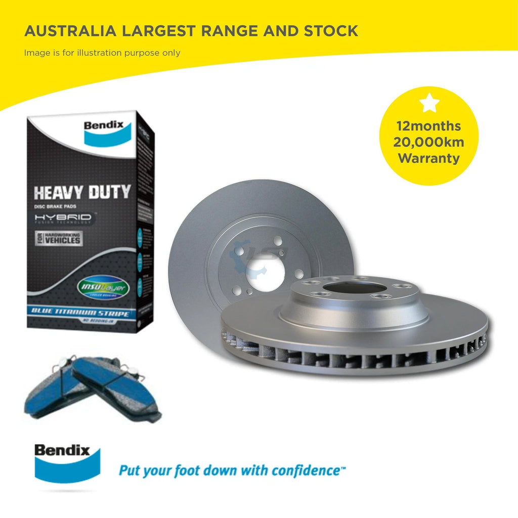 Rear Disc Rotors and Bendix Brake Pads for Toyota Hiace GDH300 2.8L 2019-2022