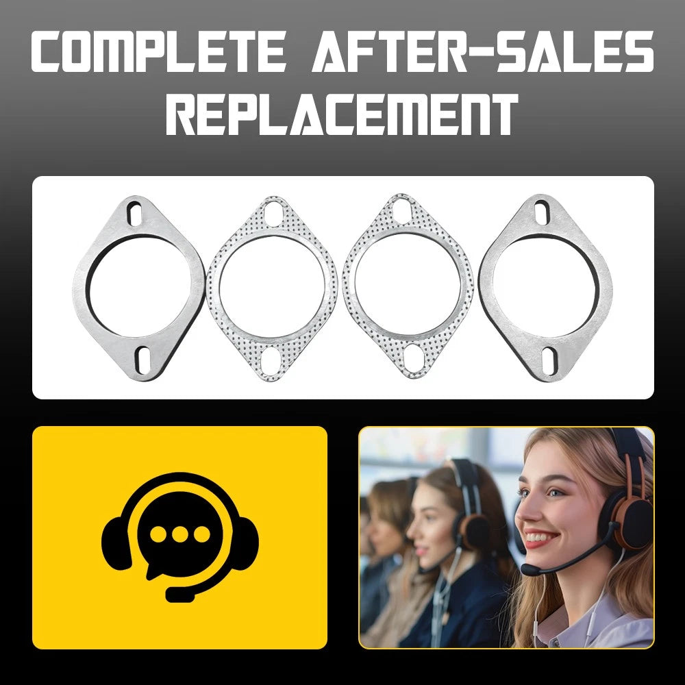 2SET Exhaust Flange Plates 76mm 3” Inch With 4 Gaskets 8mm + 8X Nuts Bolts