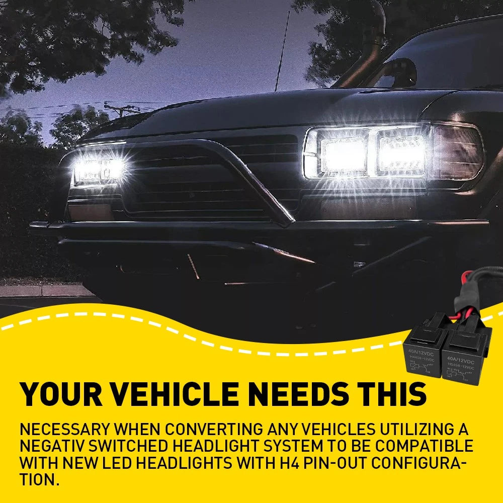 2x Car Halogen Headlight Bulb Light Relay Harness Wiring Socket Plug Wire H4 AU