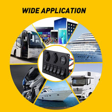 Load image into Gallery viewer, 6 Gang 12V 24V Switch Panel ON OFF Toggle LED Rocker 2 USB Car Marine Boat RV