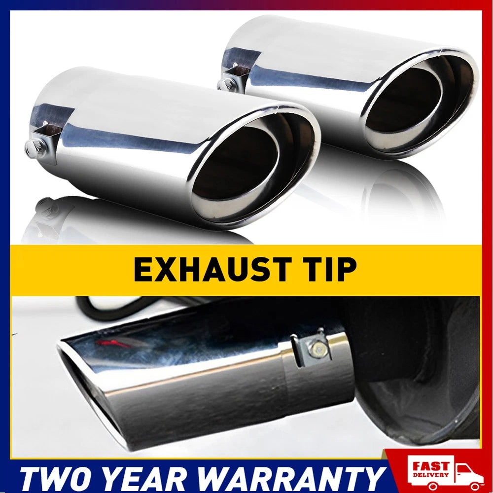 2x Stainless Steel Exhaust Trim Tip Muffler Chrome Tail Universal Car Stright