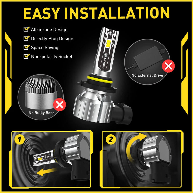 AUXITO 9005 HB3 H8 H9 H11 LED Headlight Bulbs 6500K 22000LM Set