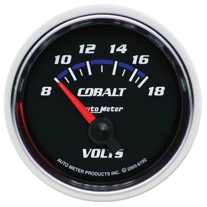 Autometer Cobalt 2-1/16in Voltmeter Gauge 8-18V Short Sweep Electric AU6192