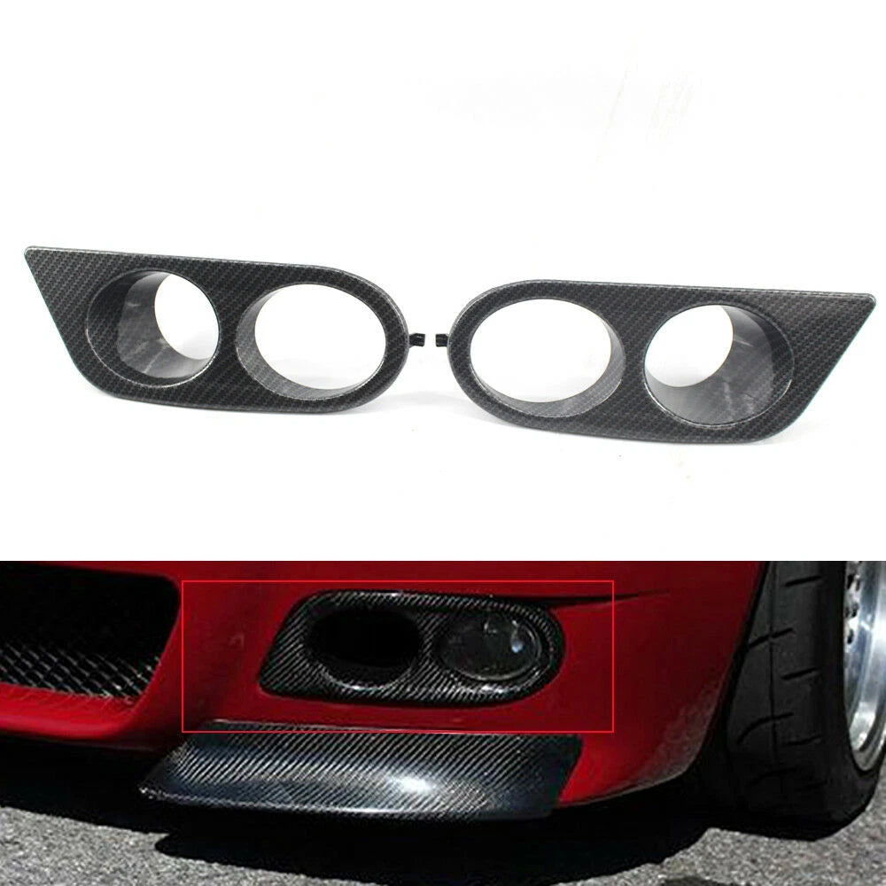 2pcs Carbon Fiber Front Fog Light Cover Grille For BMW E46 M3 2001-2006 2-Door