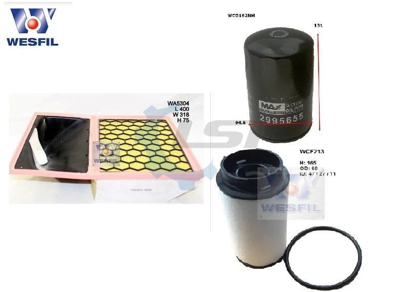 Wesfil Oil Air Fuel Filter Service Kit for Iveco Daily 35S17 3.0L Twist Fuel