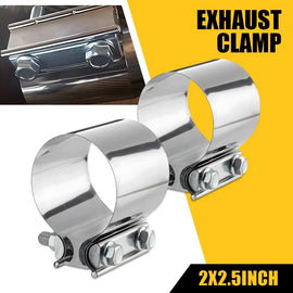 EXHAUST CLAMP STAINLESS BUTT JOINT 2PACK BAND CLAMP EXHAUST SLEEVE 2.5 INCH