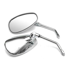 Load image into Gallery viewer, Motorcycle Rear View Mirrors Chrome Oval Side Mirrors 10mm Thread Universal ST