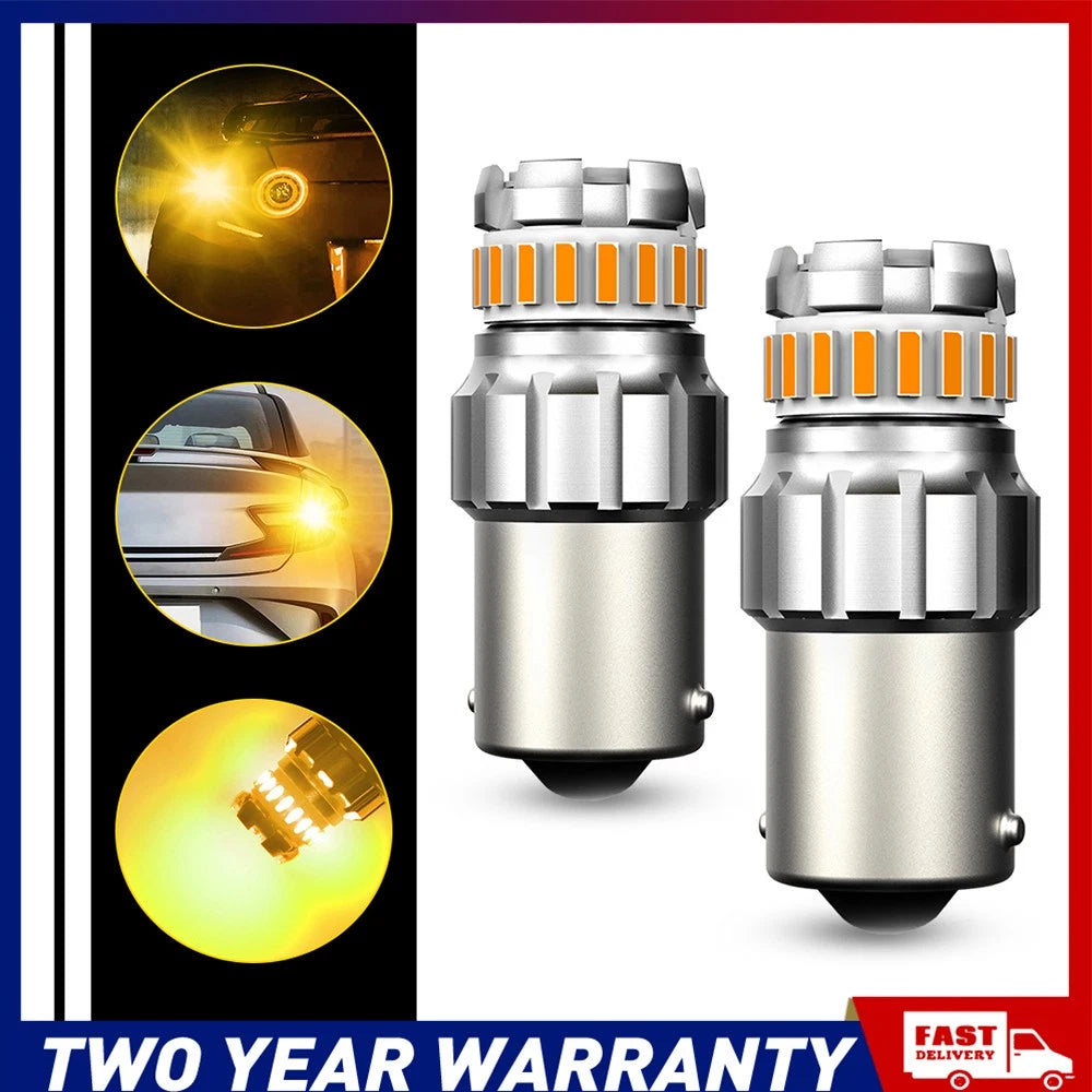 2-8x Amber LED BA15S 1156 Turn Signal Indicator Light Bulb Blinker 150° Globe A