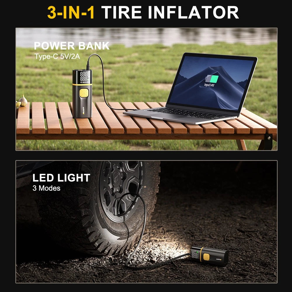 AUXITO Rechargeable Car Tire Air Inflator Portable Tyre Electric Pump Cordless