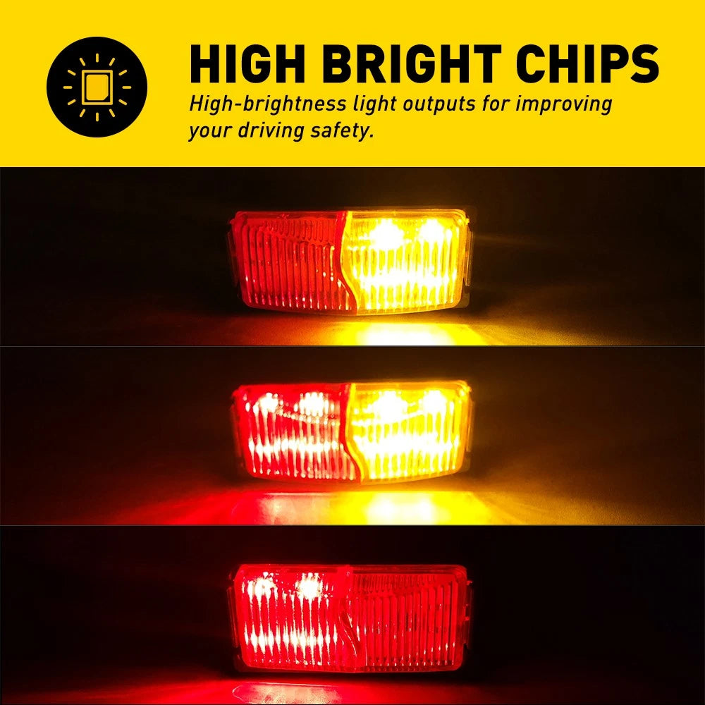 12x Red Amber LED Side Marker Clearance Lights 12-24V IP68