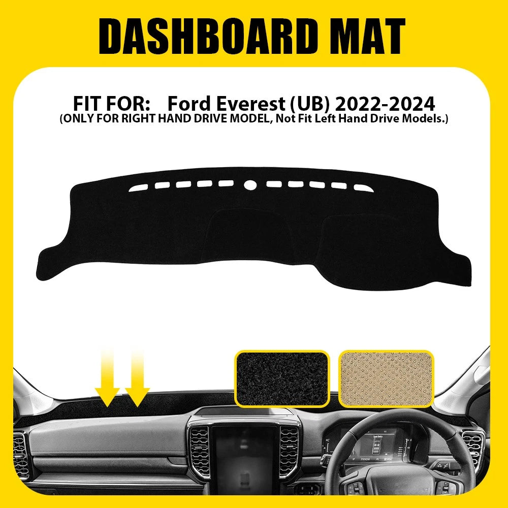 Black Dash Mat Dashboard Sun Cover Dashmat For Ford Everest (UB) 2022-2024 A