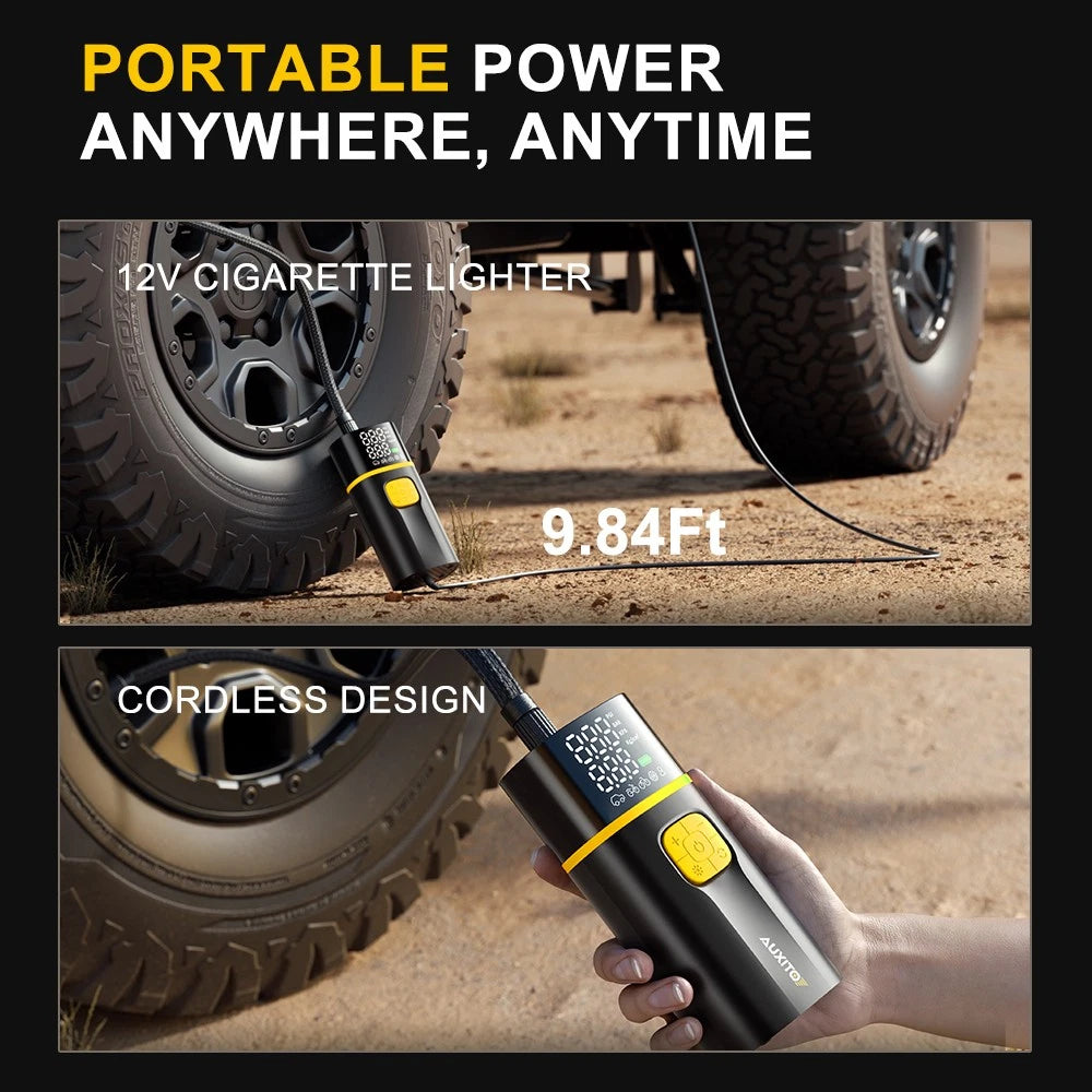 AUXITO Rechargeable Car Tire Air Inflator Portable Tyre Electric Pump Cordless