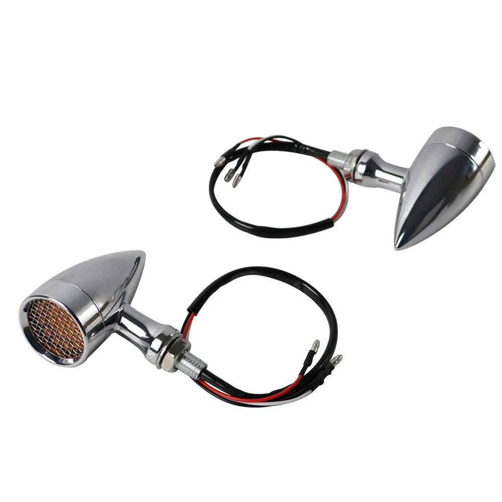2x Motorcycle Bullet Indicator Turn Signal Lights For Harley Chopper Cafe Racer