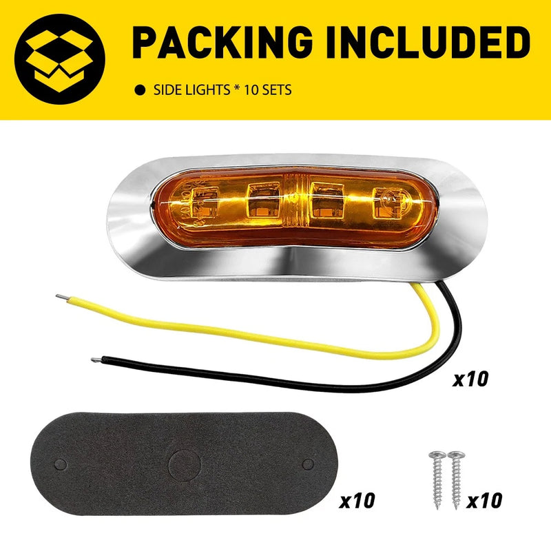 12V Amber LED Clearance Side Marker Lights for Trailer Truck Caravan