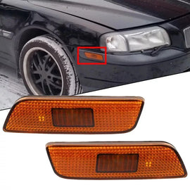 2x Amber Front Bumper Turn Signal Parking Light housing For Volvo S80 1998-2006