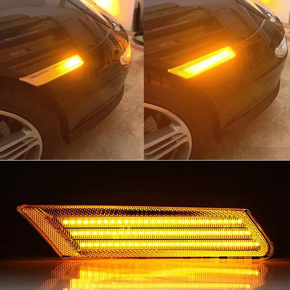 2X Amber Dynamic LED Side Marker Repeaters Lights For Porsche 911 996 2005-2012