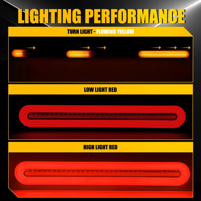 2x 100 LED Sequential Tail Lights Stop Turn Brake Strip for Trailer Ute 12-24V