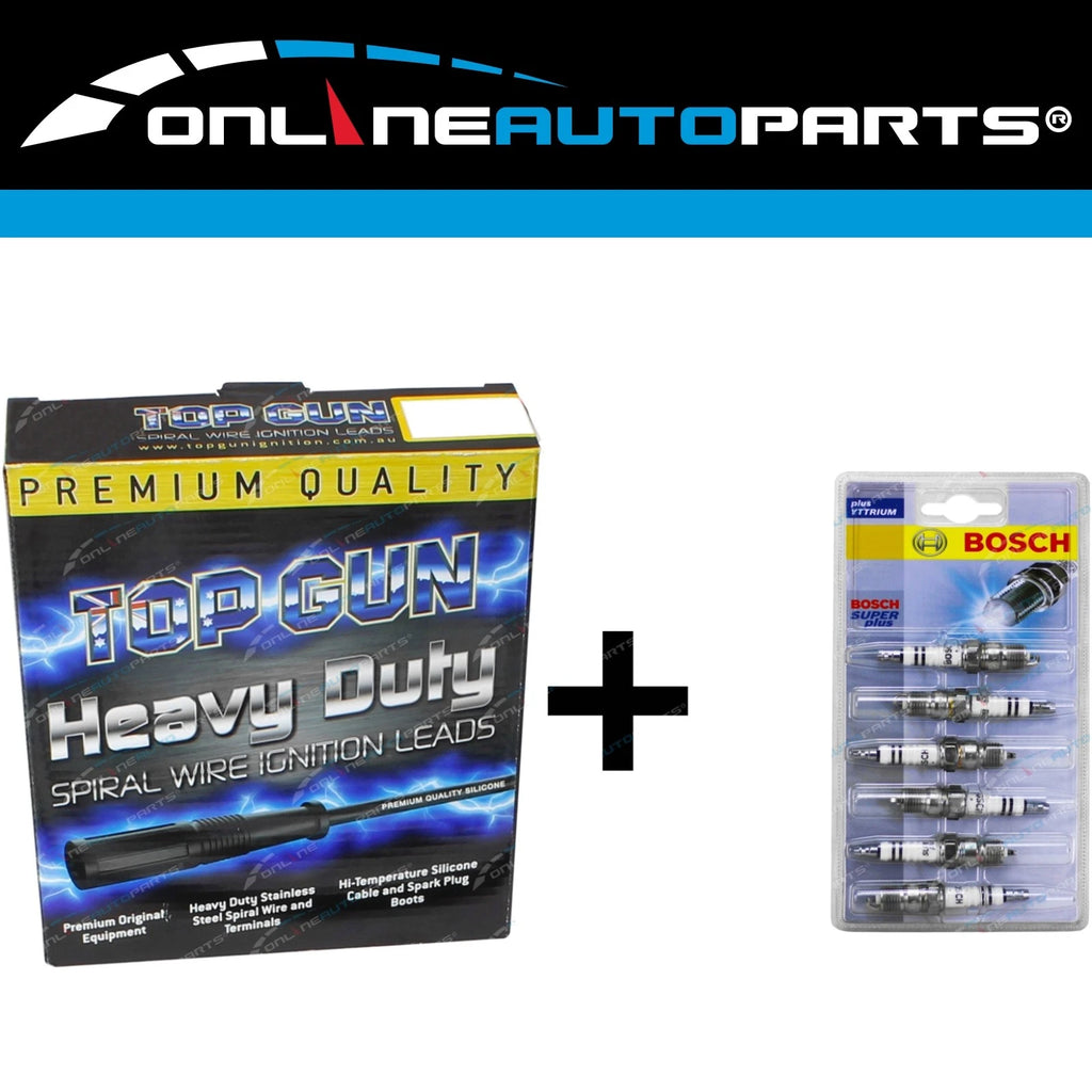 Bosch Spark Plugs + Ignition Lead Set for Holden HJ HQ HX HZ 173 202 Red 71~79