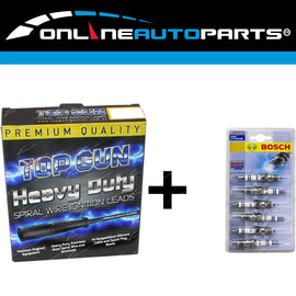 Bosch Spark Plugs + Ignition Lead Set for Holden HJ HQ HX HZ 173 202 Red 71~79