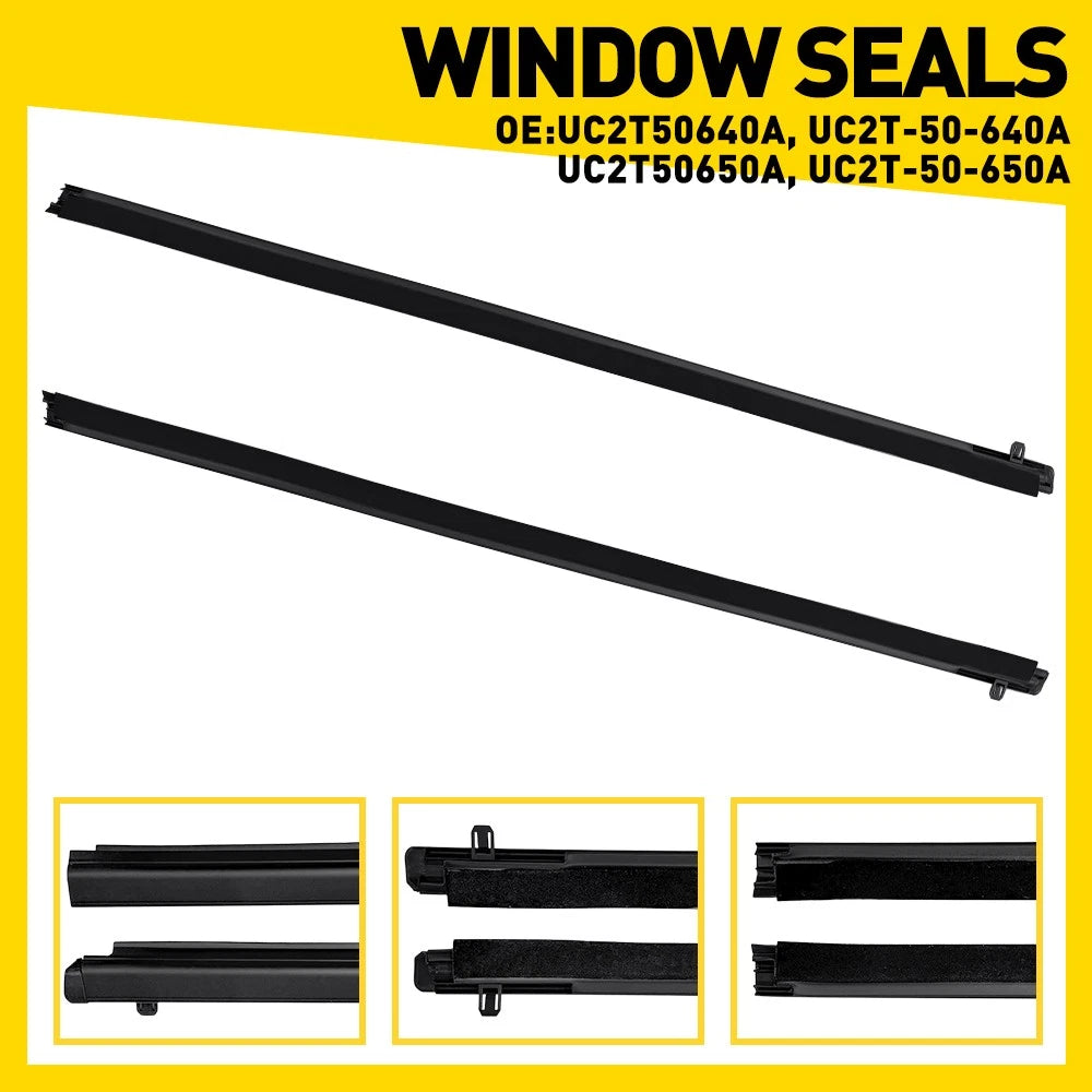 2*Weather strip Window Seals For Mazda BT50 2012-2019 Two-Door version only