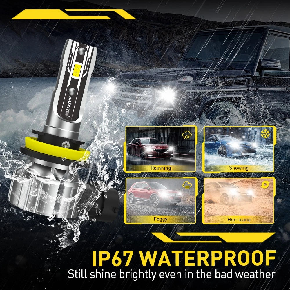 AUXITO 2x H8 H9 H11 LED Headlight Globes Bulbs 100W 28000LM 3000K High Low Beam