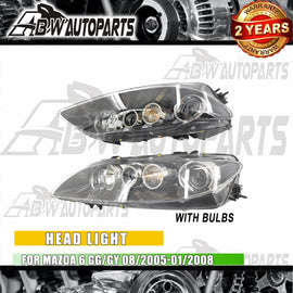 Front Head Light LH+RH For Mazda 6 GG/GY Sedan 08/2005-01/2008 with Bulbs