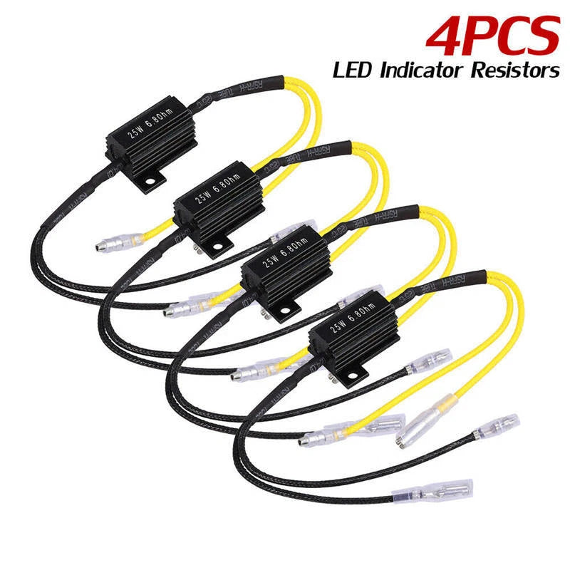 Set of four 12V 25W 6.8 Ohm LED load resistors for motorcycle turn signal indicators