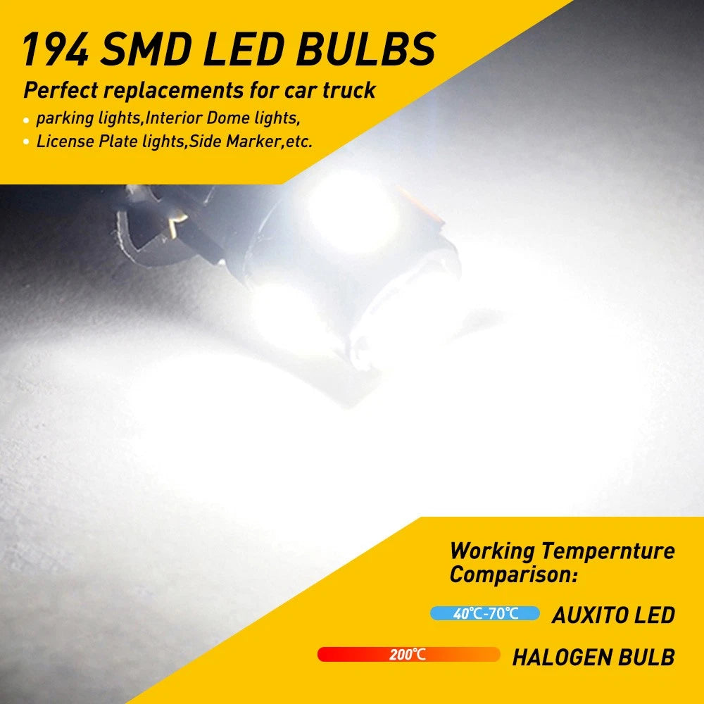 Canbus 10X T10 LED White Car Light Interior Bulb 6smd Parker Globe 6000K IP68 AU