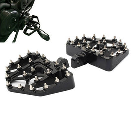 Black MX Wide Fat Floorboards Footrests Pedals For Harley Touring Softail Dyna