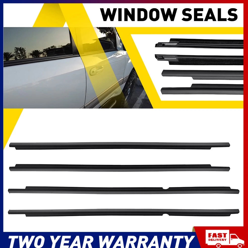 Black rubber window weatherstrip seal kit for 4-door Toyota LandCruiser 100 105 series