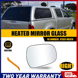 Right Side Mirror Glass Heated w/ Backing for 2005-2015 Toyota Hilux 87931-0K070