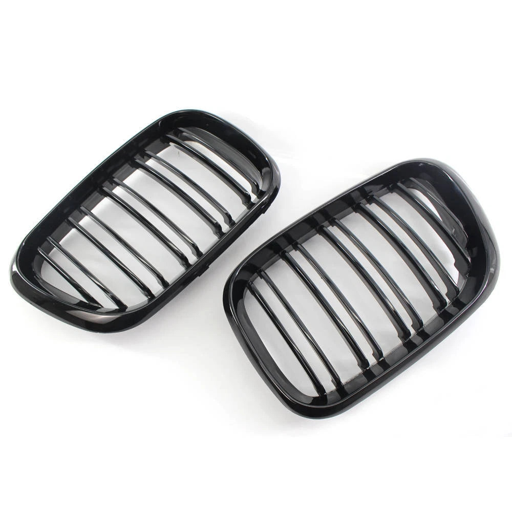 Gloss Black Dual Slat Front Kidney Grill Grilles For BMW X5 E53 2000-2003 01 02