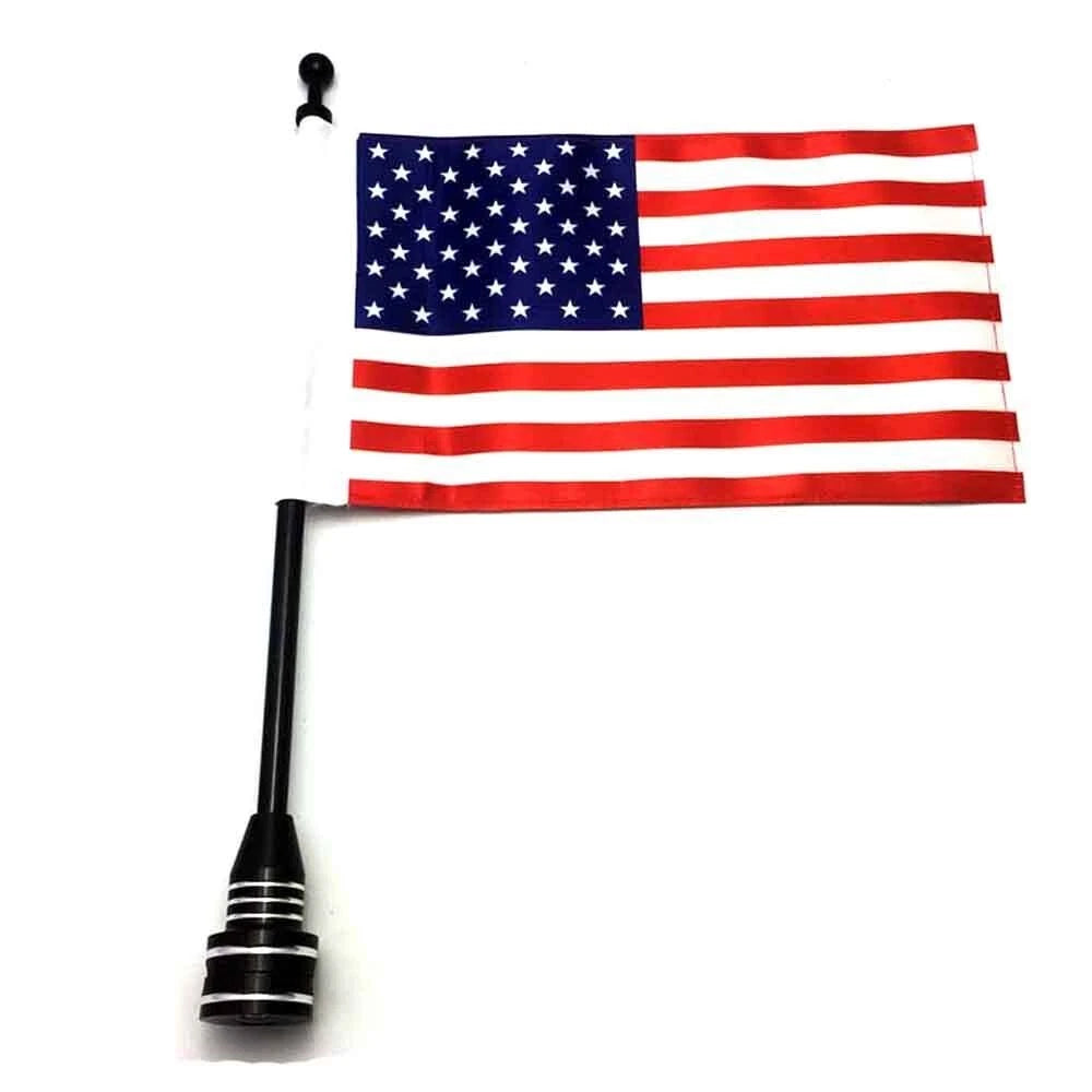 Rear Luggage Rack Mount American Flag with Black Pole Universal for Harley ST