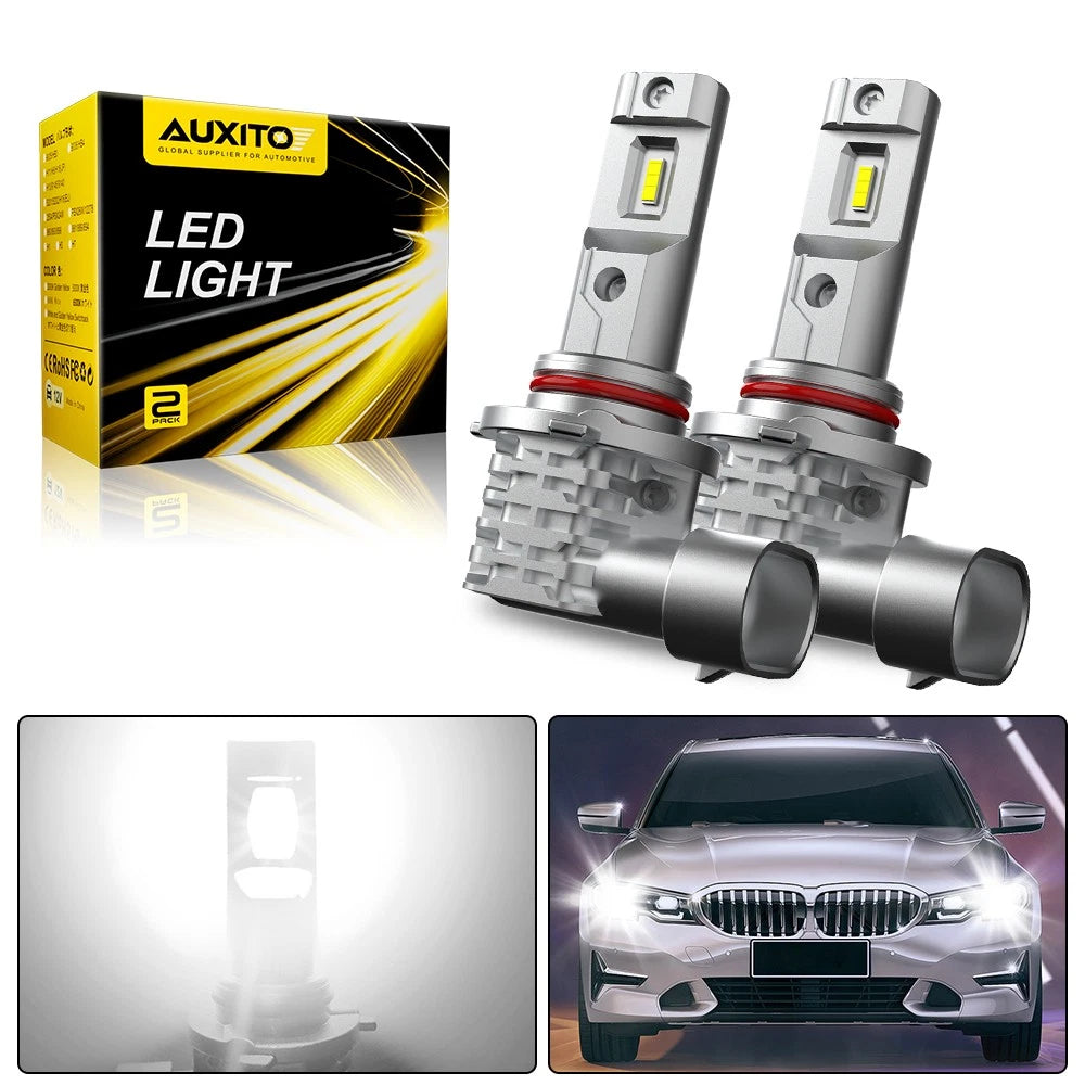 9005 HB3 LED headlight bulbs 60W 12000LM 6500K white fanless CANbus compatible