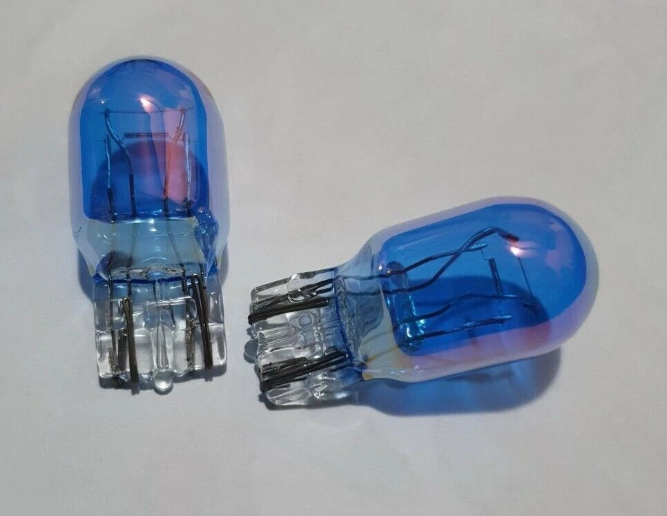 2pc T20 Bluish Silver Coating HID Style Globe Blub White 6000K 7443 12V 21W/5W