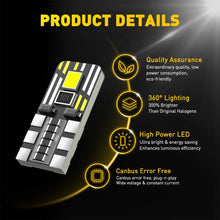 Load image into Gallery viewer, AUXITO 10X T10 6-LED White Car Interior Light Parker Bulb Wedge Globe 6500K 12V