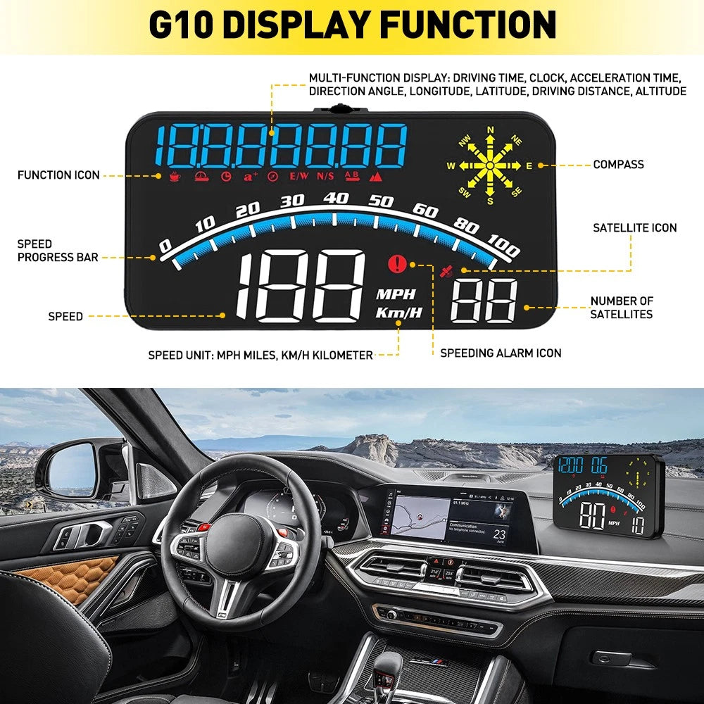 Car Speedometer Digital Device Consumption Tool HUD Head Up Display km/h 12V