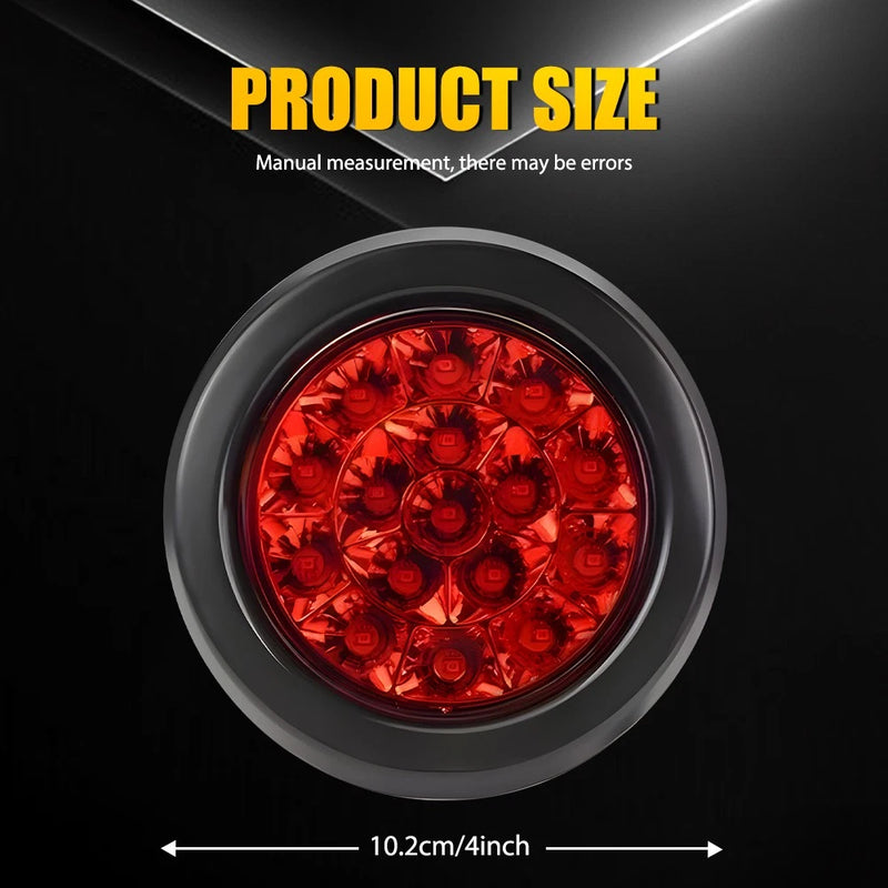 4" Round LED Tail Lights Stop Indicator for Trailer Truck Caravan