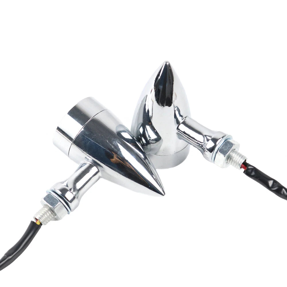 2X Chrome Motorcycle Bullet LED Turn Signal Indicator Amber Lights For Harley AU