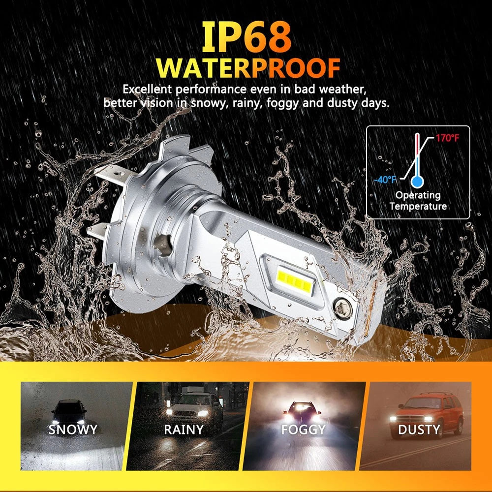 AUXITO 2x H7 LED Headlight Globes Bulbs Kit Hi/Low Beam 24000LM 6500K White A