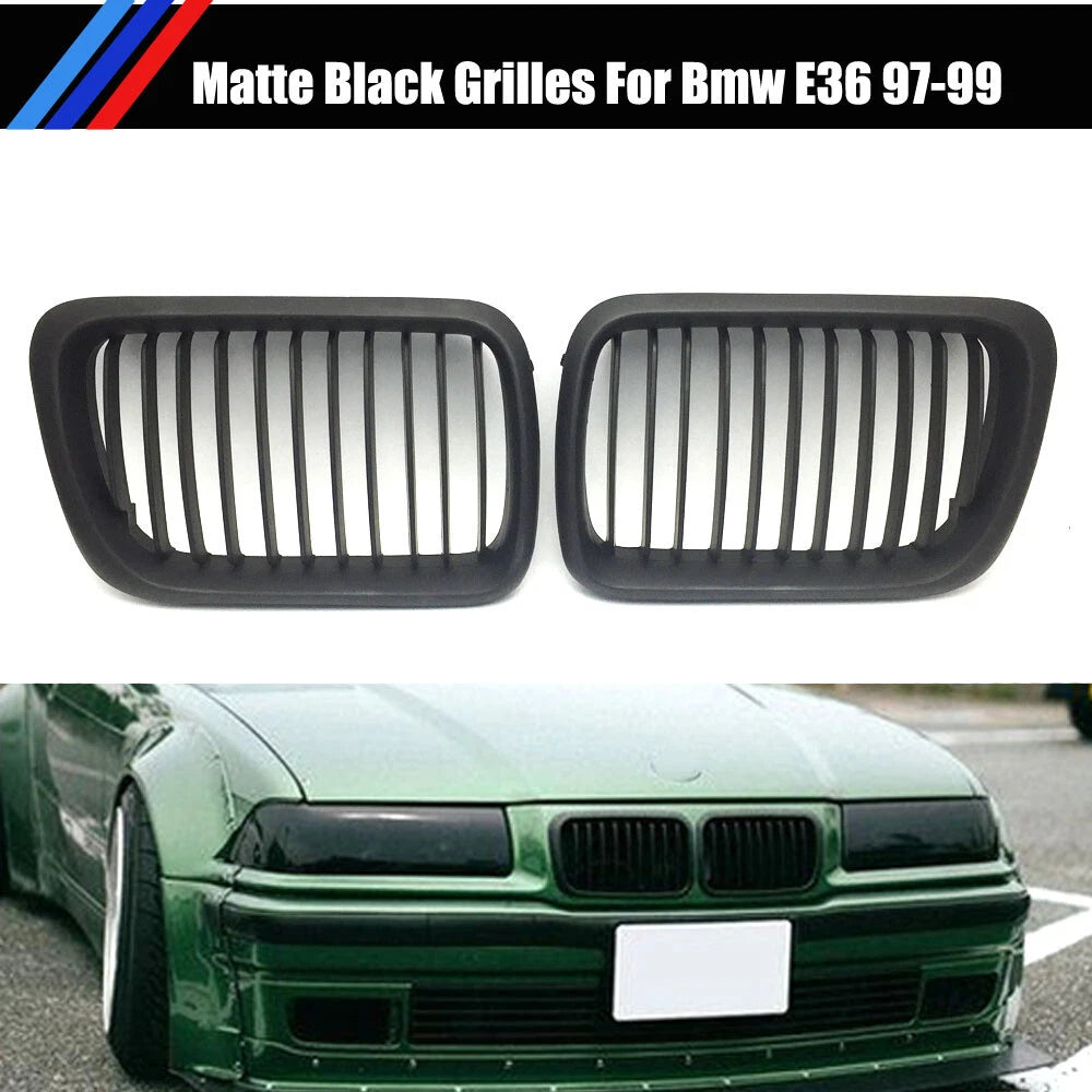 Matt Black Front Kidney Grill Mesh Grille For BMW E36 1997-1999 3 Series ST