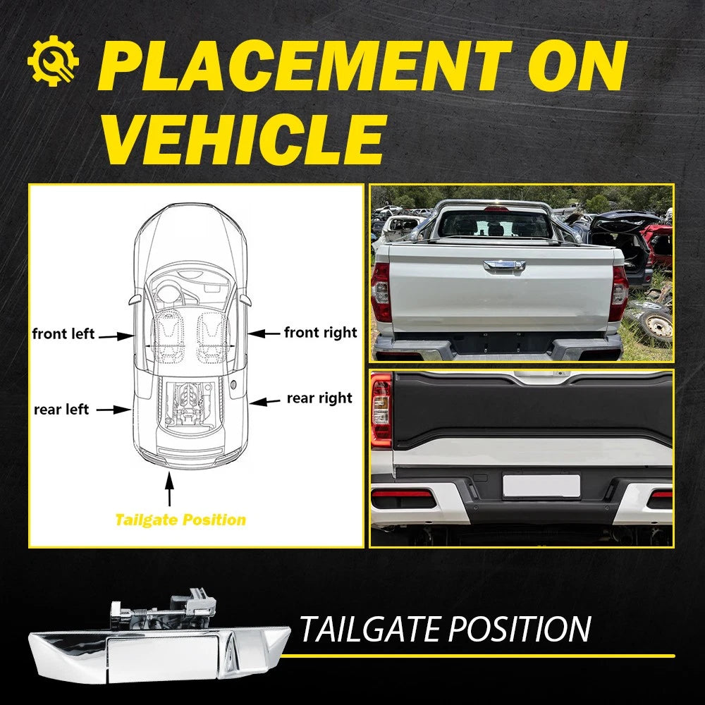 For MAXUS LDV T60 Camera Hole Chrome Tailgate Handle Back Door Handle Trim