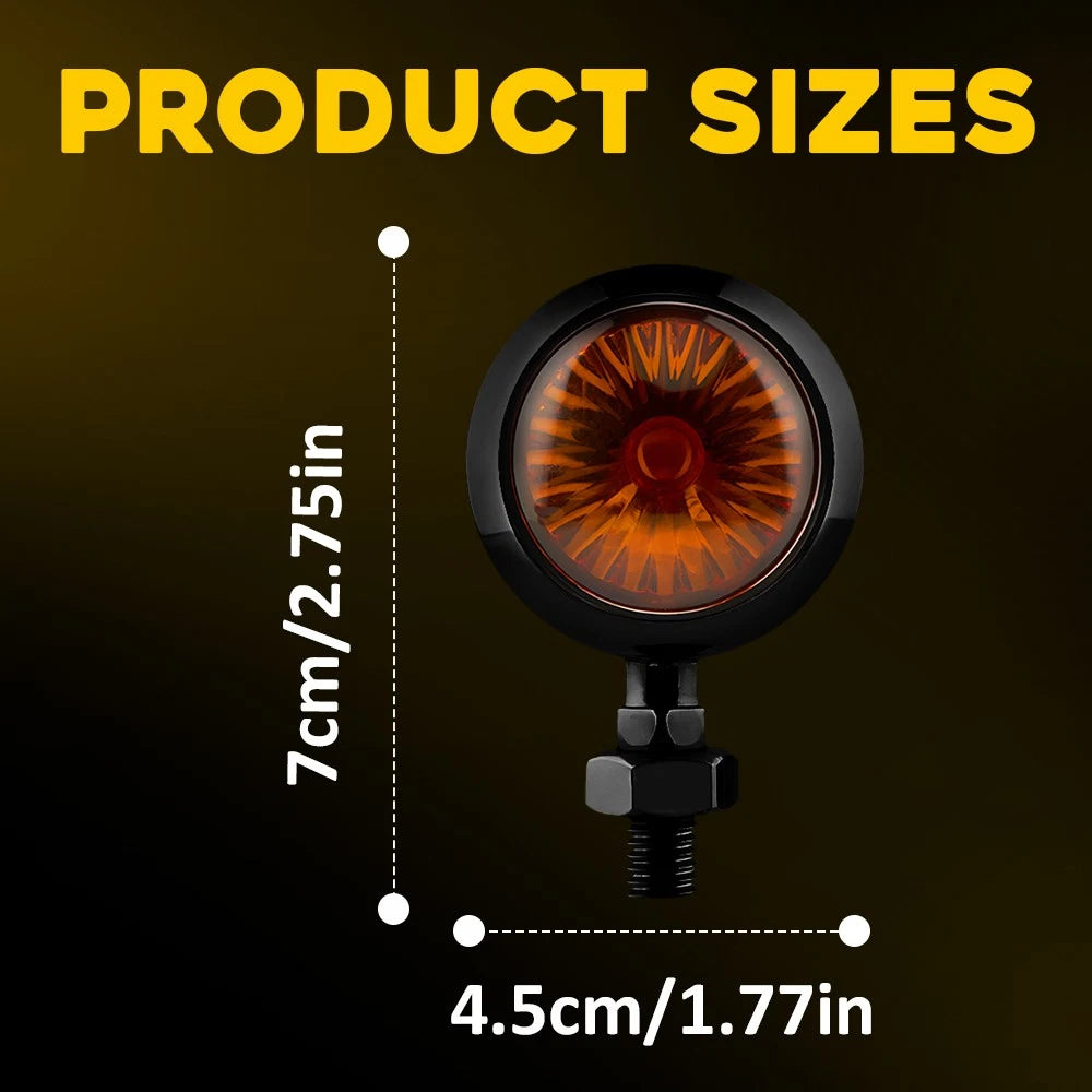 4PCS Universal Motorcycle Indicators LED Turn Signal Lights Amber Vintage 12V