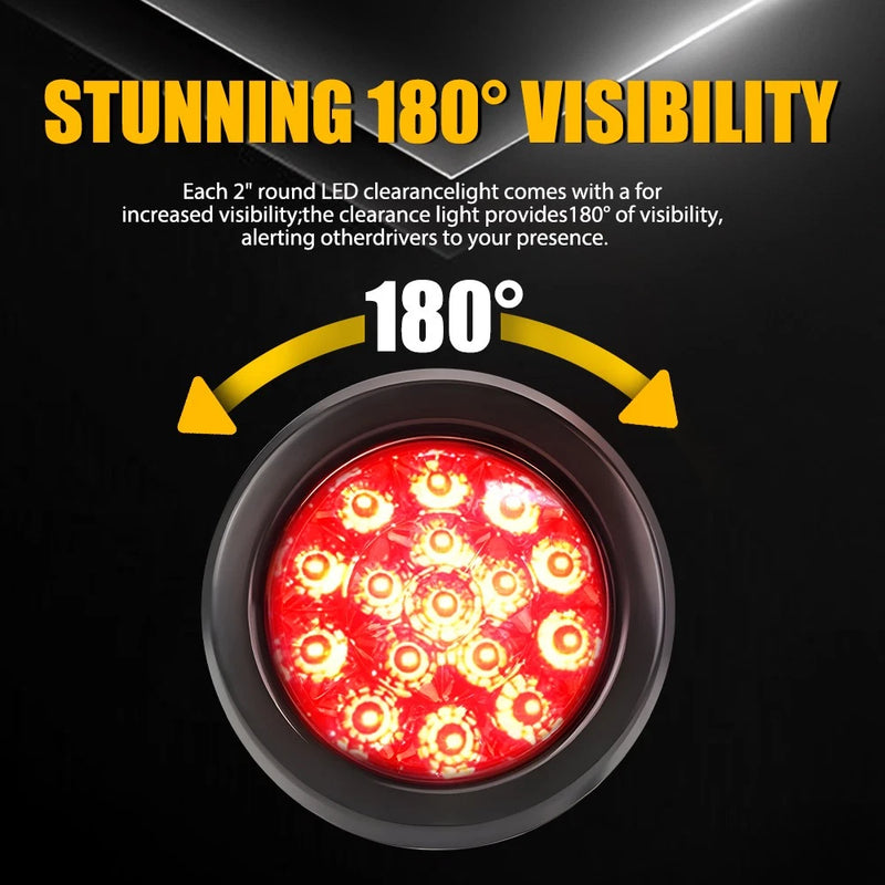 8x 4" Round Red LED Tail Lights 12V Stop Indicator Reverse for Trailer